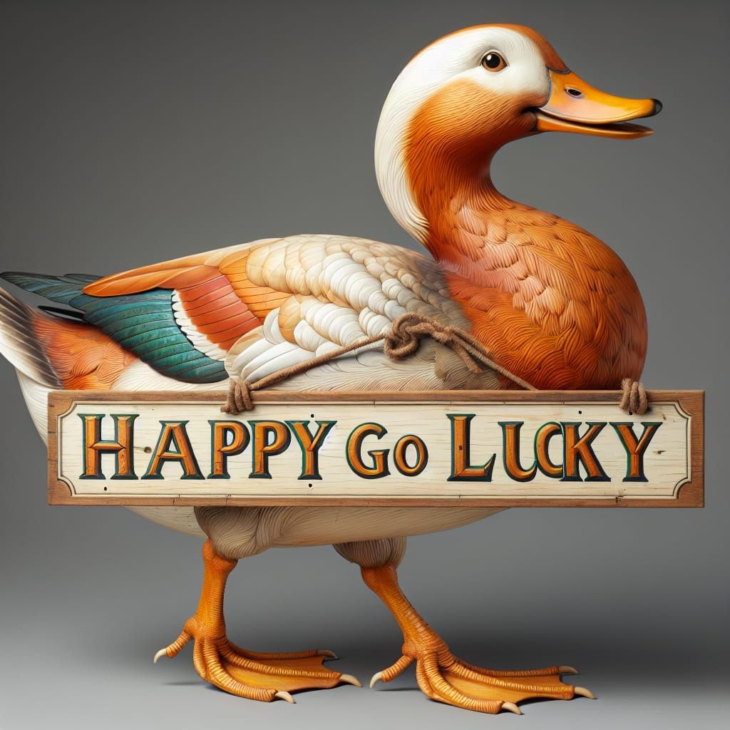 Duck with Sign: Happy Go Lucky