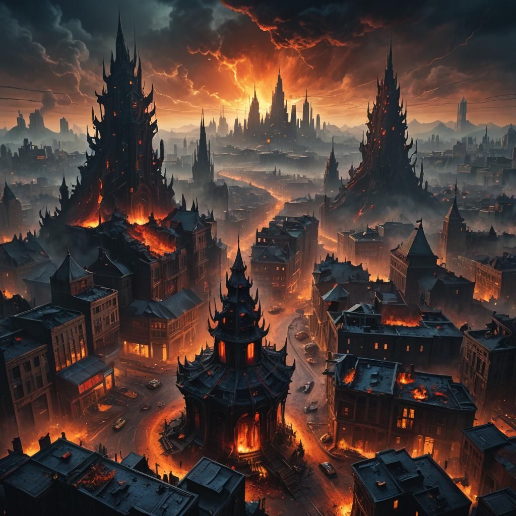 Dark Fantasy Hellscape with Tormented Souls