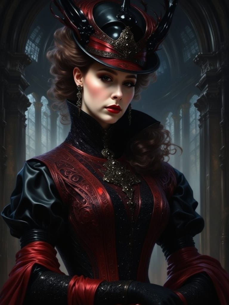 Vampiress in Cyberpunk Gothic Elegance