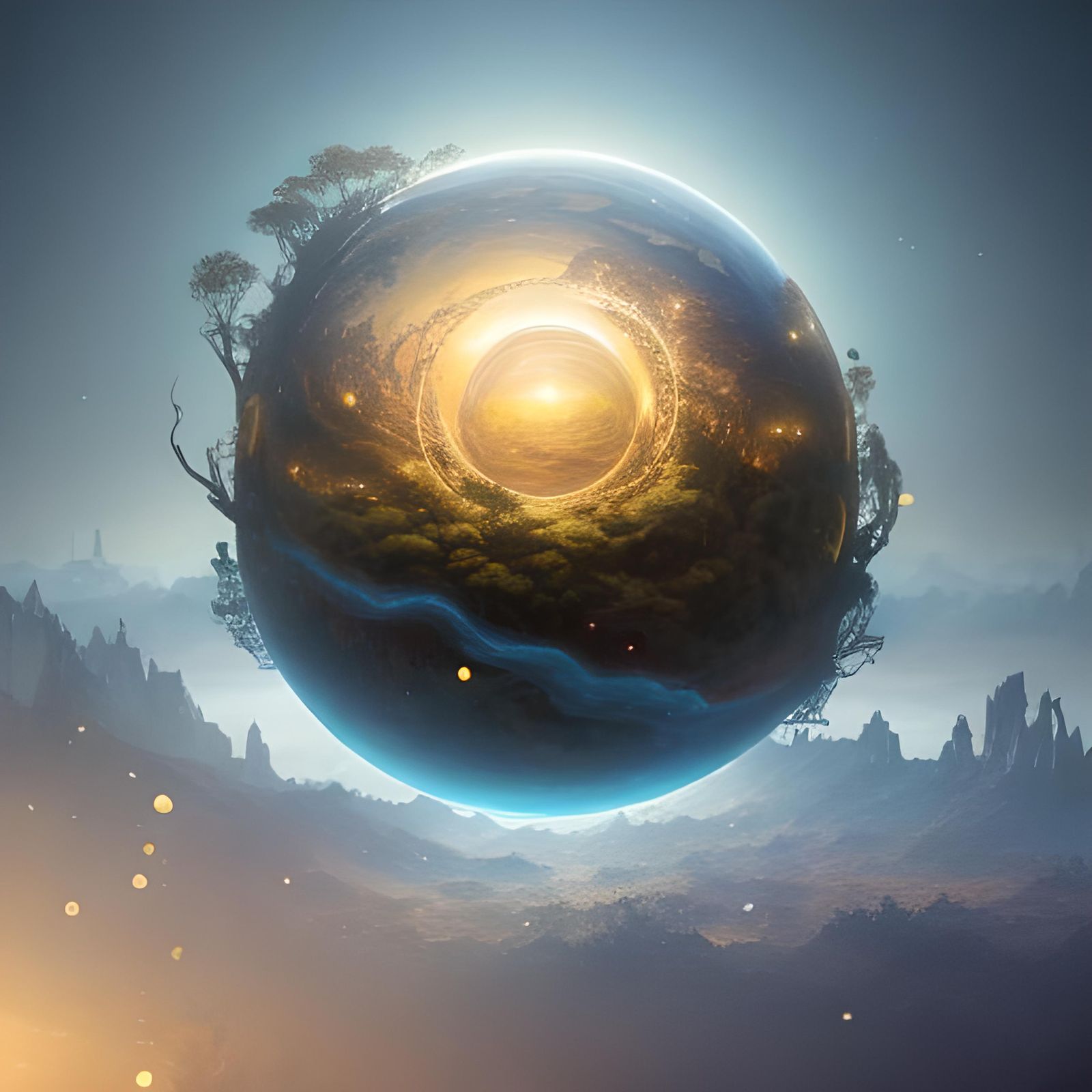 Magical Spiral World Inside a Glass Orb