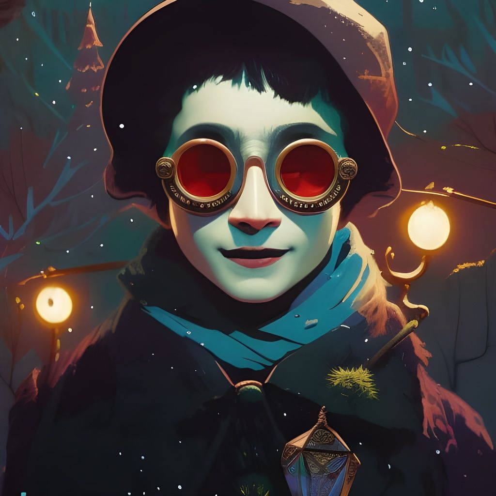Laughing Wizard in Snowy Valley: Detailed Digital Art