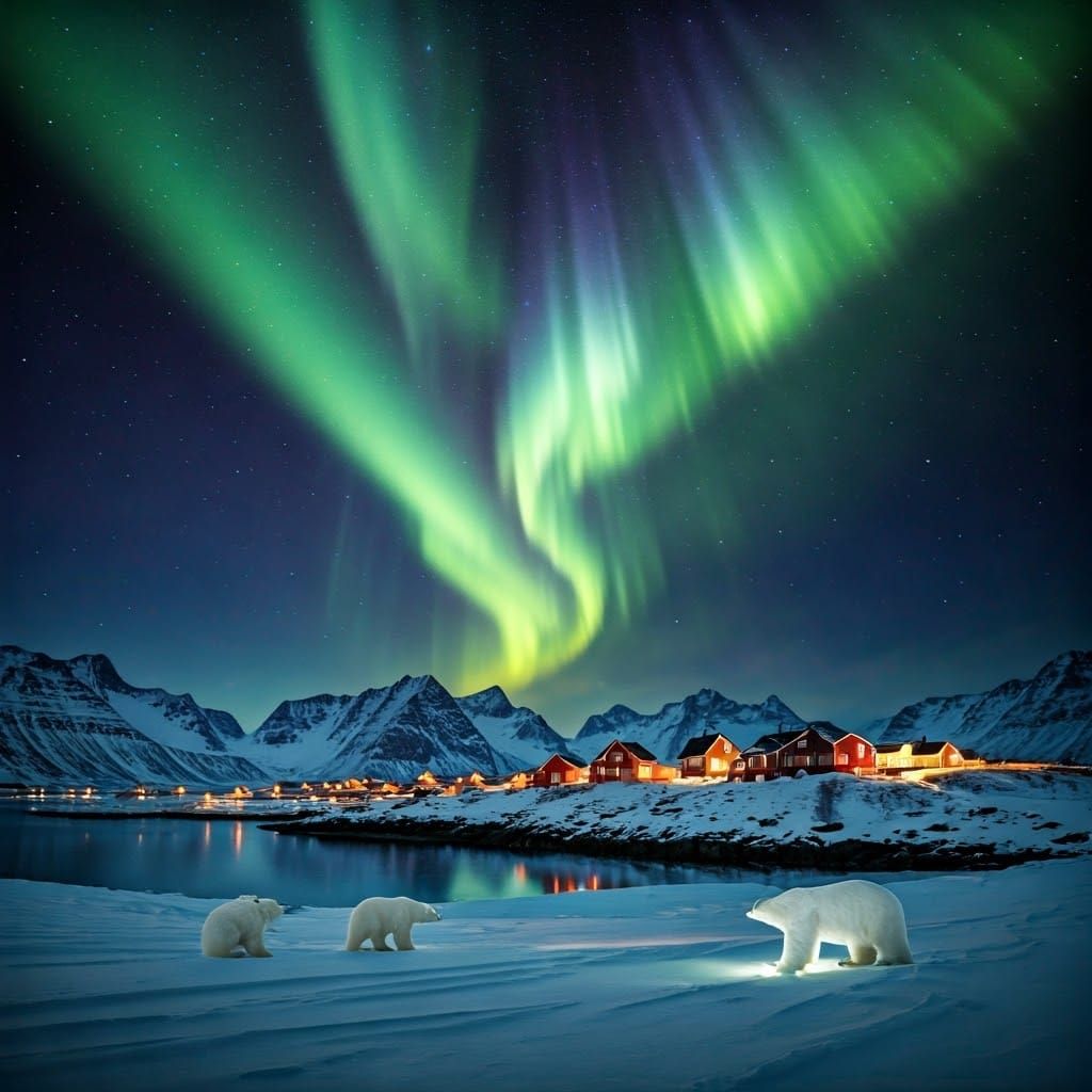 Neon Aurora Borealis Over Svalbard Vault