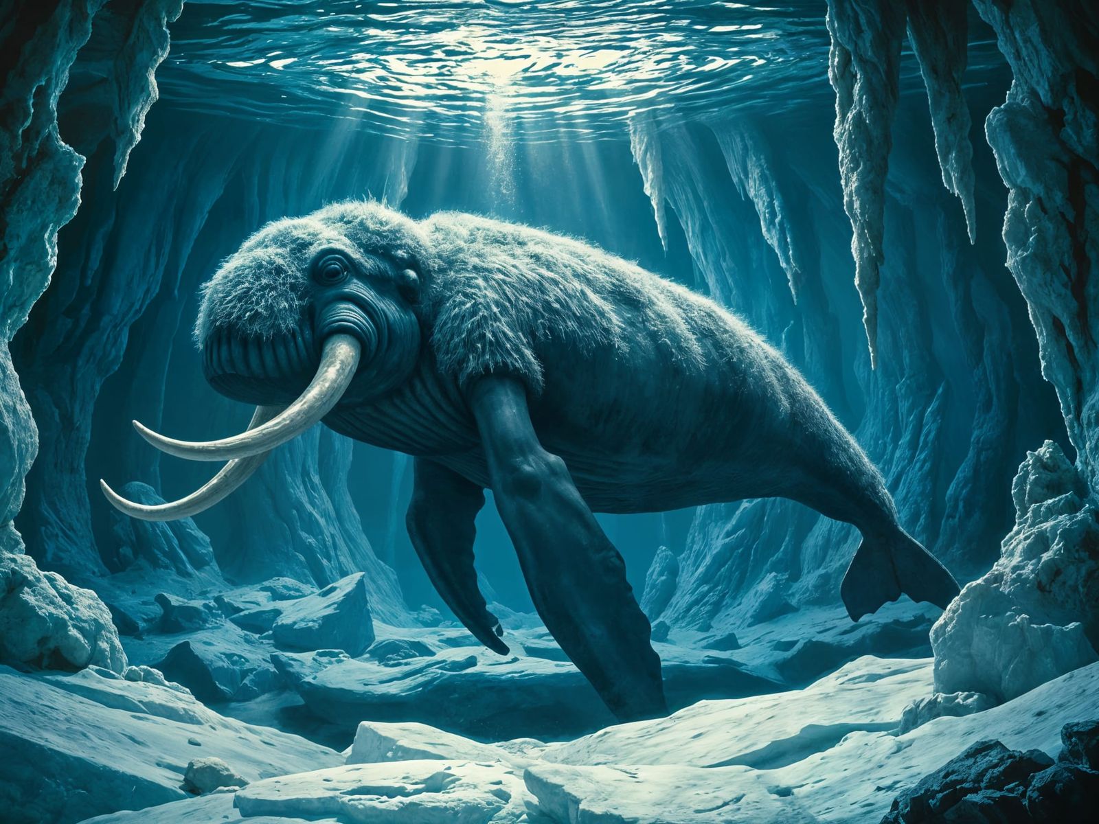 Majestic Cetomammoth Glides Through Antarctic Waters