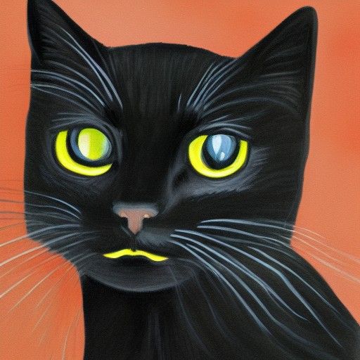 Black Cat Portrait in Academic Art Style