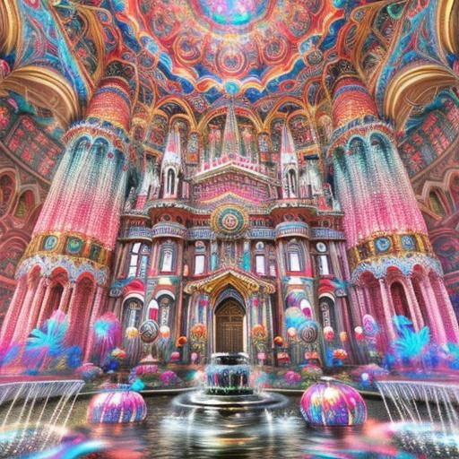 Psychedelic Surreal Fountain in 3D CGI