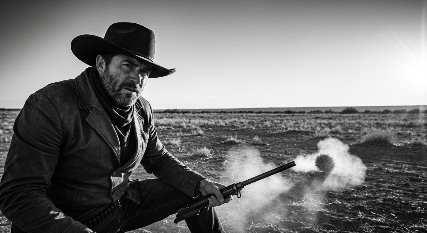 Bounty Hunter Gazing at Reward Poster, Alcohol Ink Style