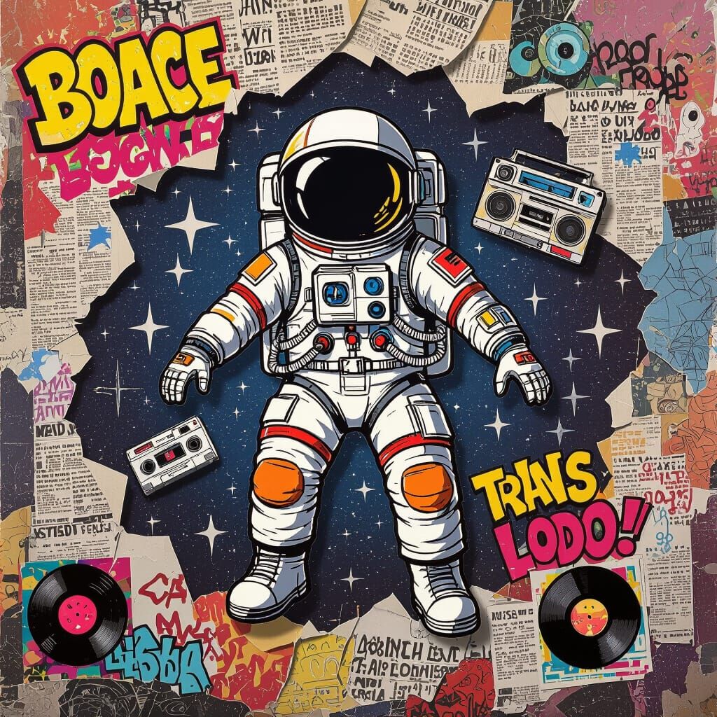 Astronaut Collage in Pop Art Style