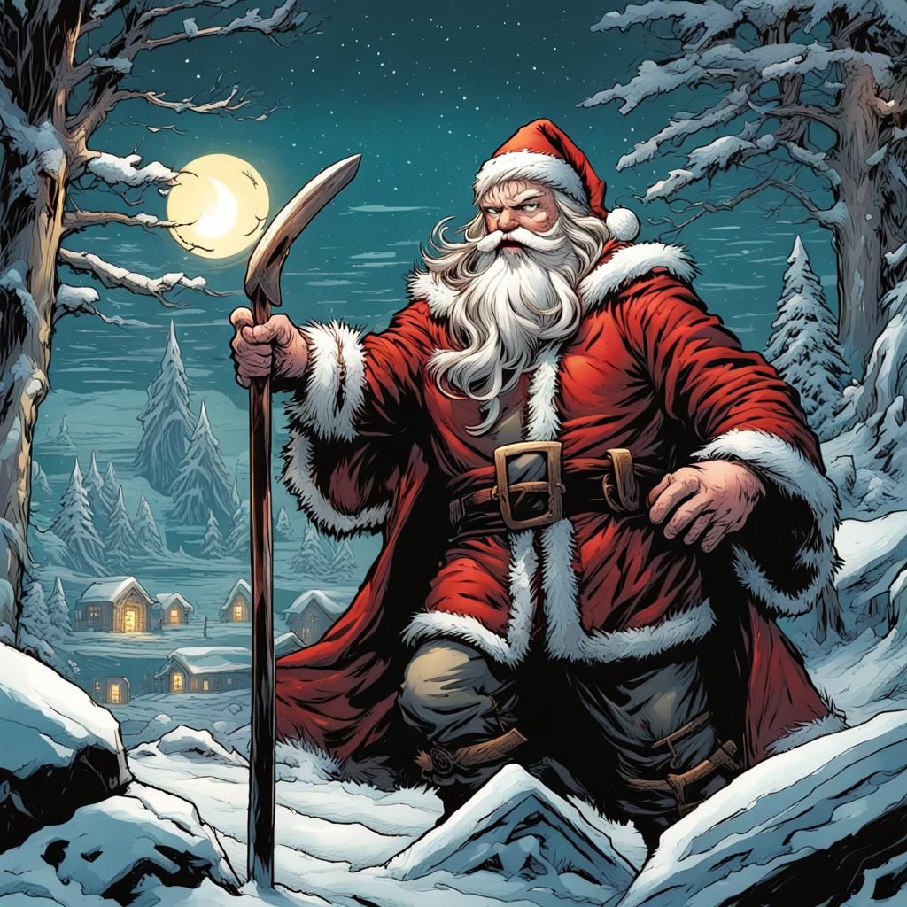 Norse Santa in Comic Book Style