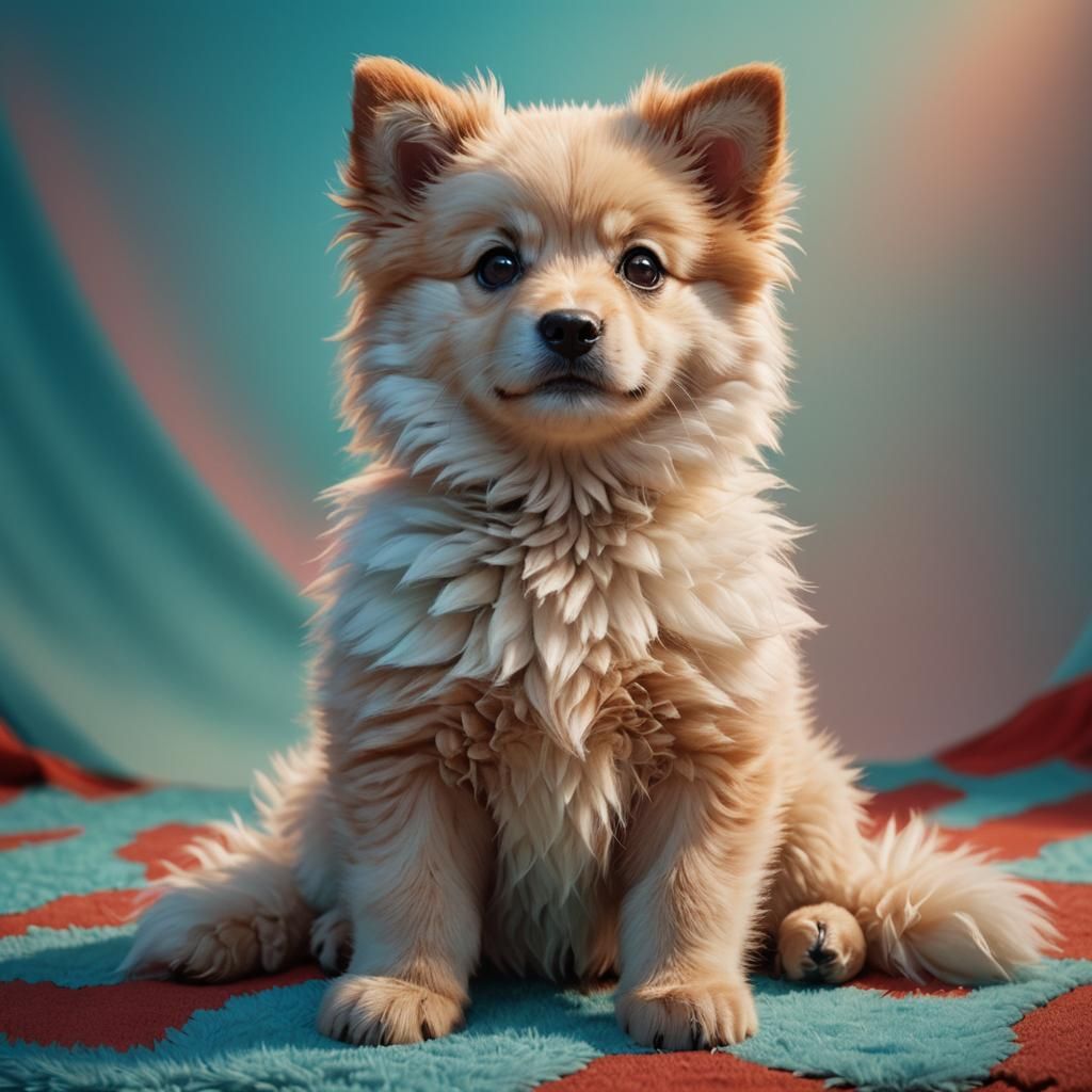 Adorable Spitz Puppy in 3D: Pixar-Style Rendering