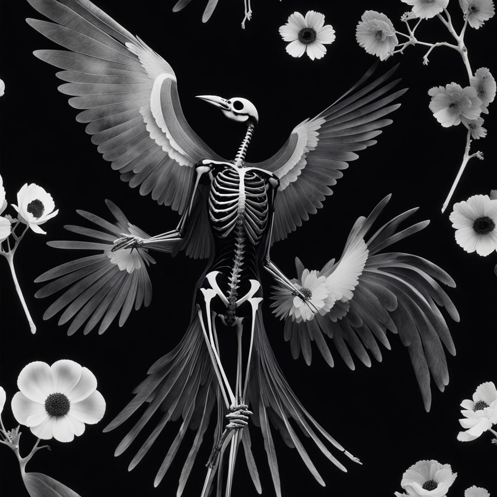 Dark angel , Dark wings ,photogram of black birds ,Mann Ray , flowers inside birds , Photogram of Death as a black wing...