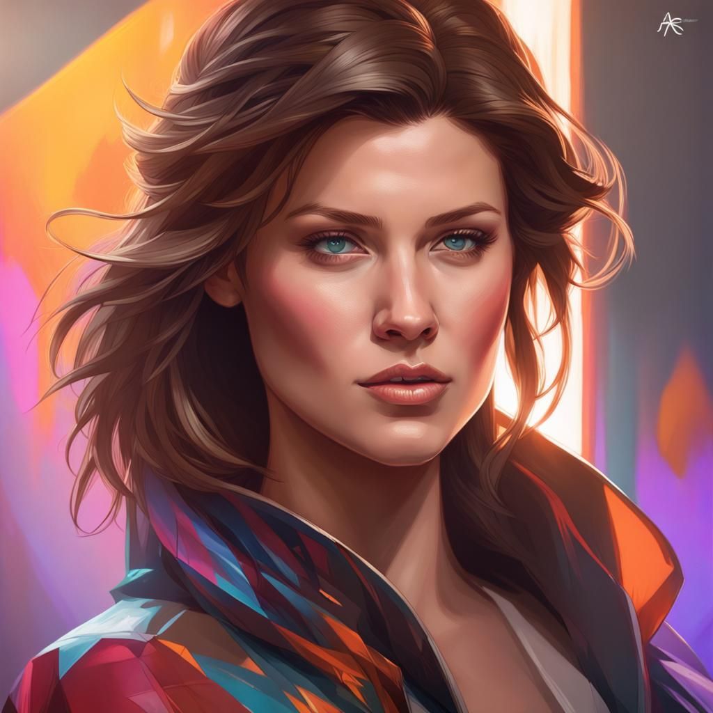 Vibrant Portrait of an Attractive Woman in Detailed Concept ...