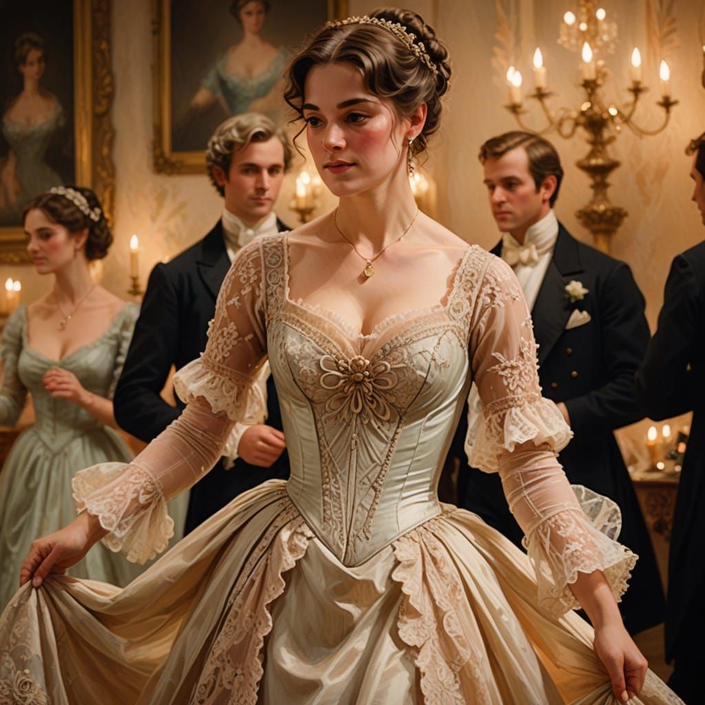 Regency Era Ballroom Dance in Oil Paint