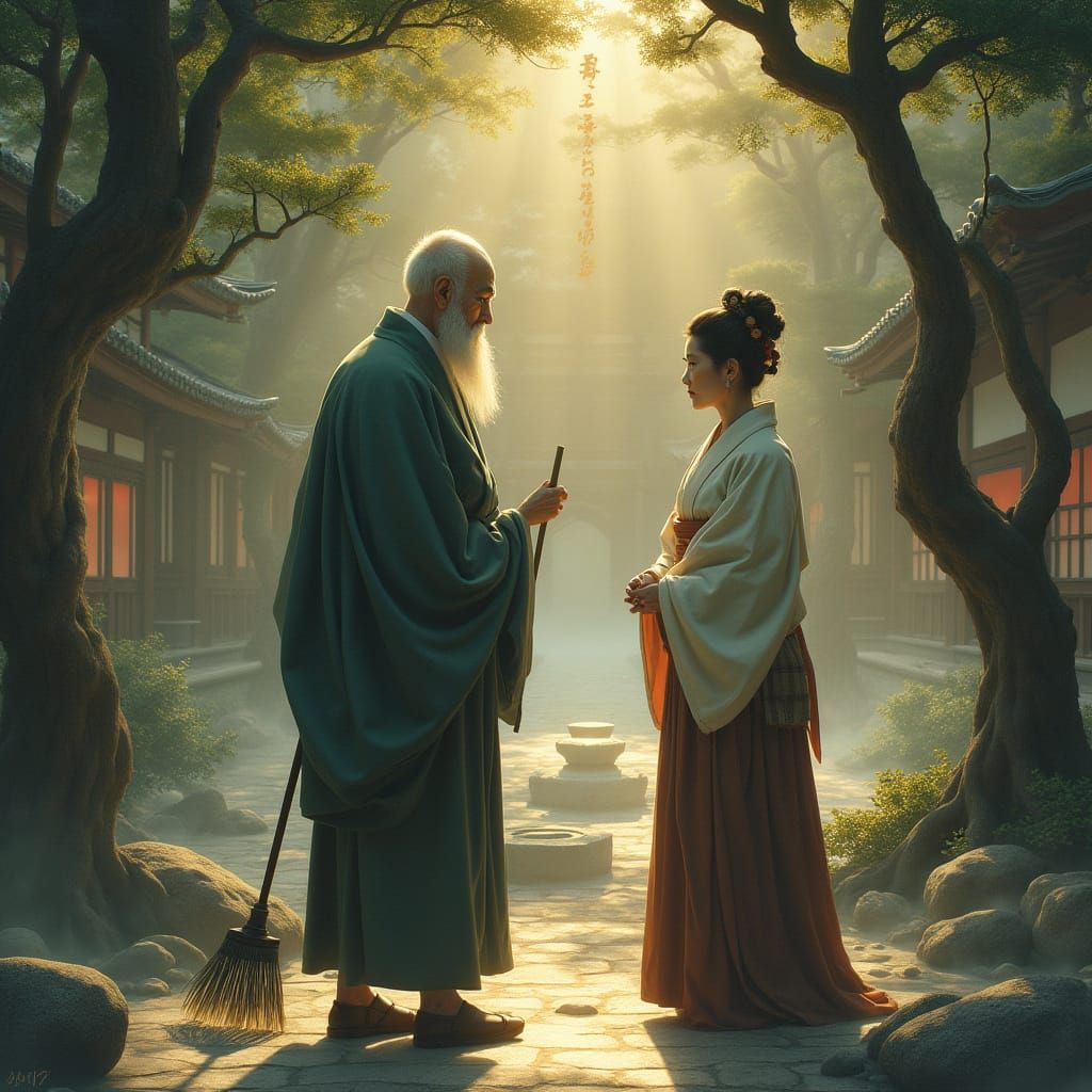 Takasago Legend: Japanese Couple in Golden Light