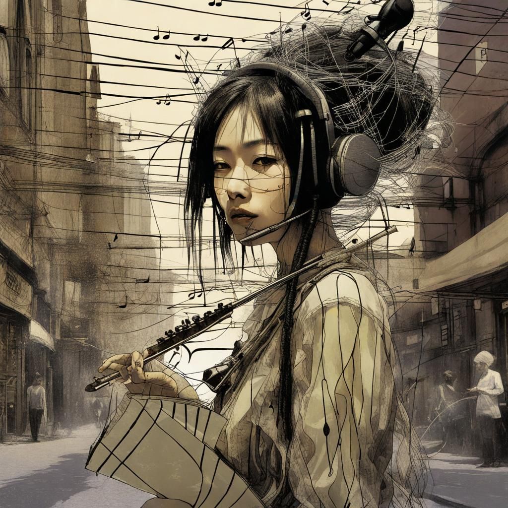 Cyber Fairy Grunge Girl Made of Music