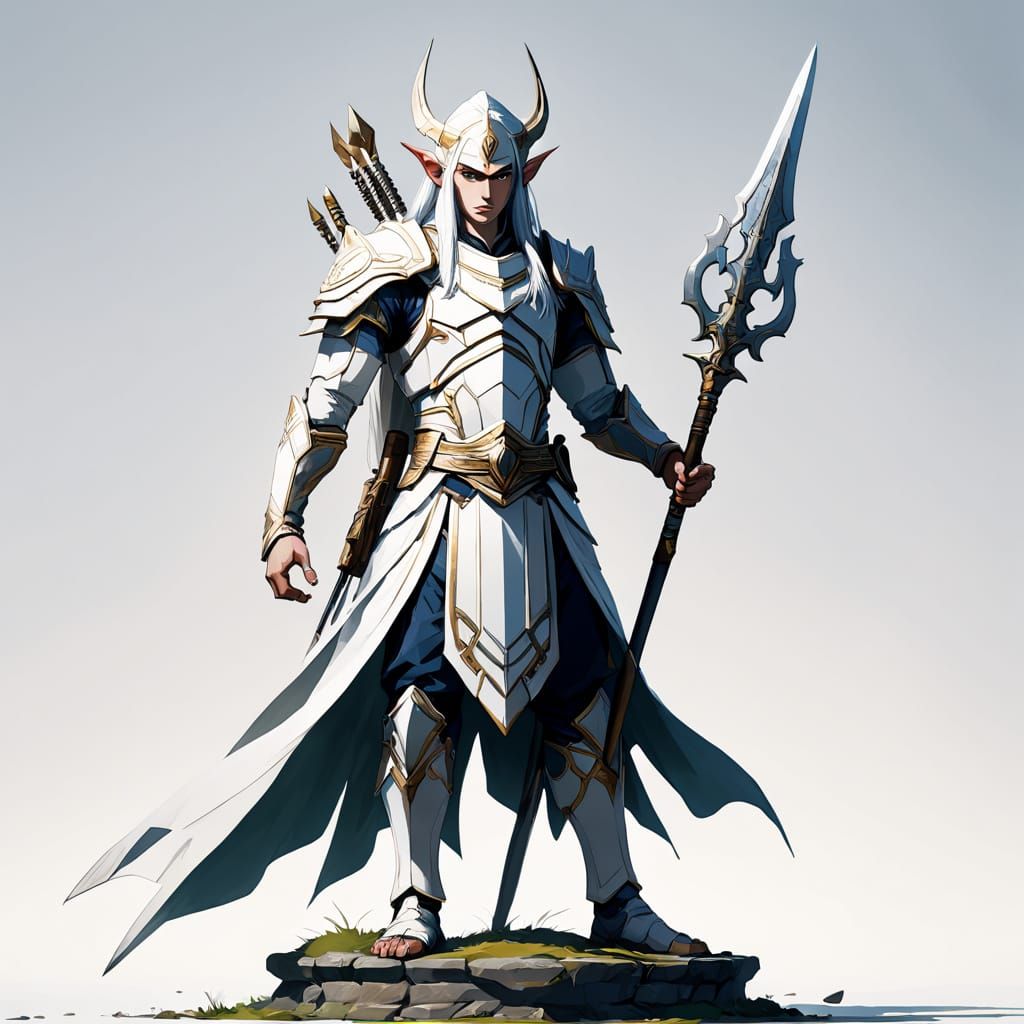 Elven Hindu Guru in Heroic Stance for Adventure Game