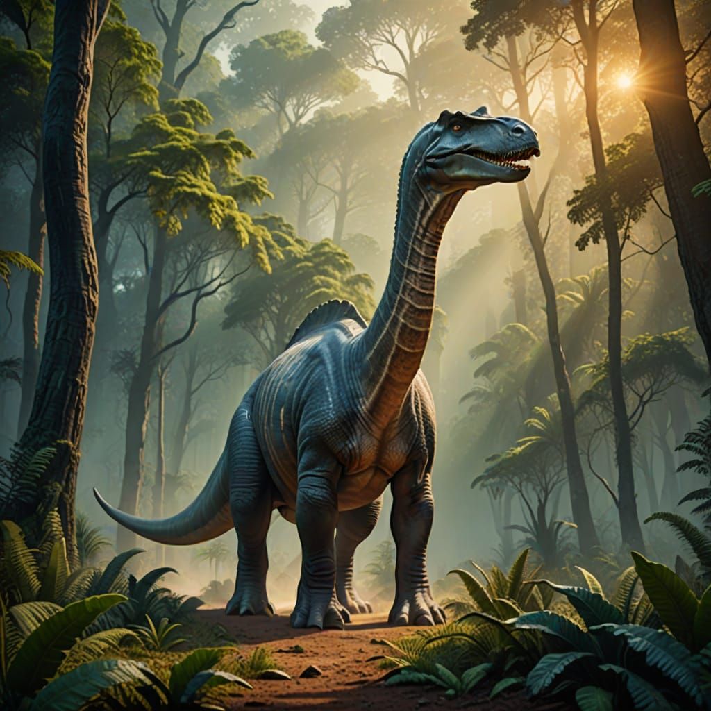 Argentinosaurus in Misty Forest: Digital Illustration