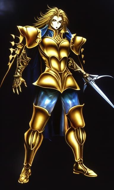 Alucard in Golden Armor: 3D Japanese Illustration