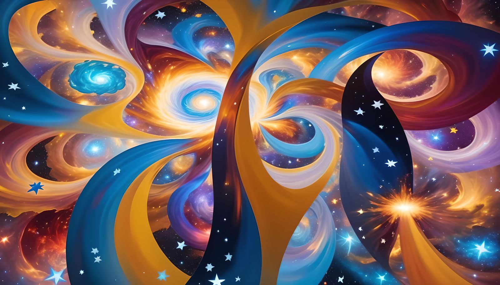 Iridescent 3D Star Formation Cluster in Surreal Impasto Styl...