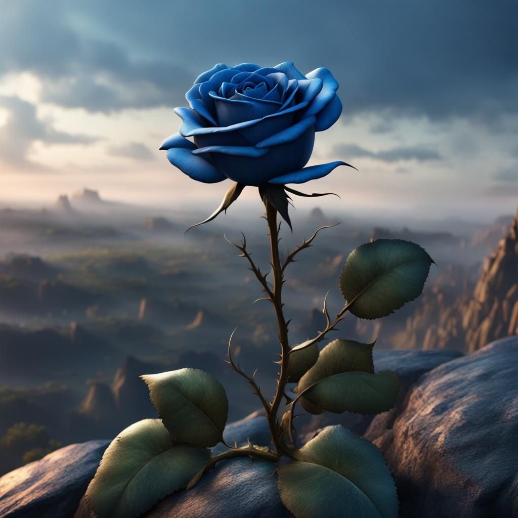 Blue Rose on Hill: Detailed Matte Painting