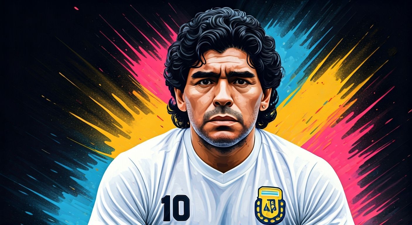 Maradona Portrait in Hyperrealistic Splash Art Style