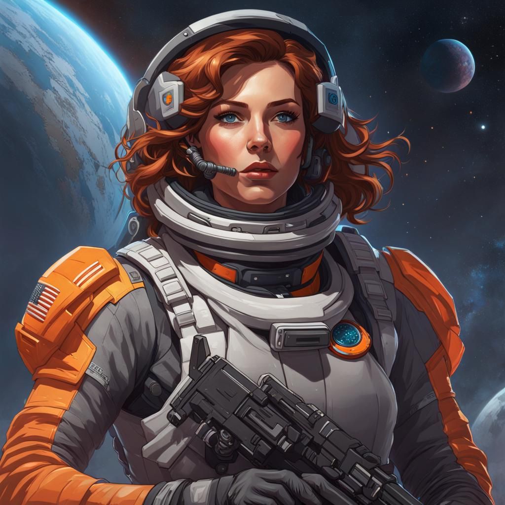 Female Space Explorer Portrait on Alien Planet