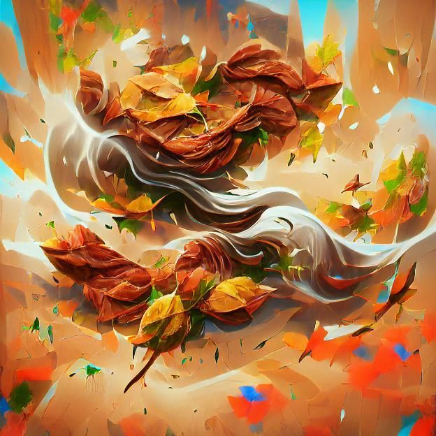 Autumn Leaves Swirling in the Wind