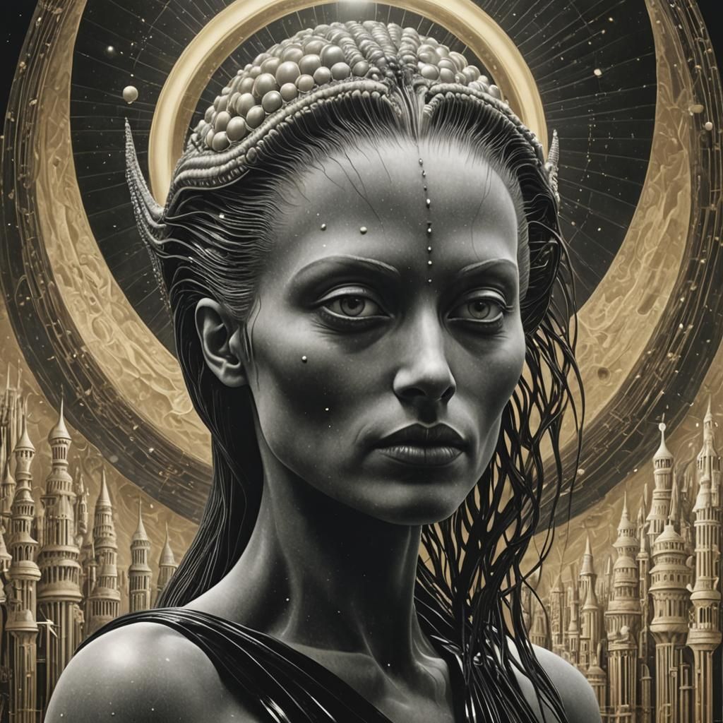 Onyx Aliens: Surreal Sci-Fi Render in Magical Realism