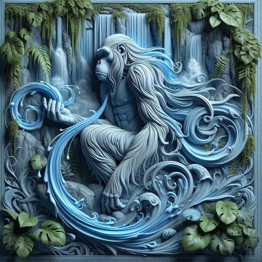 Surreal Jungle Scene in Art Nouveau Style