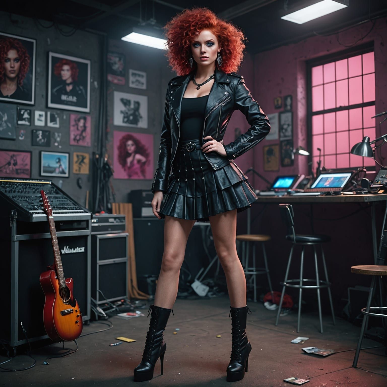 Punk Rock Star Backstage Preparing for Concert