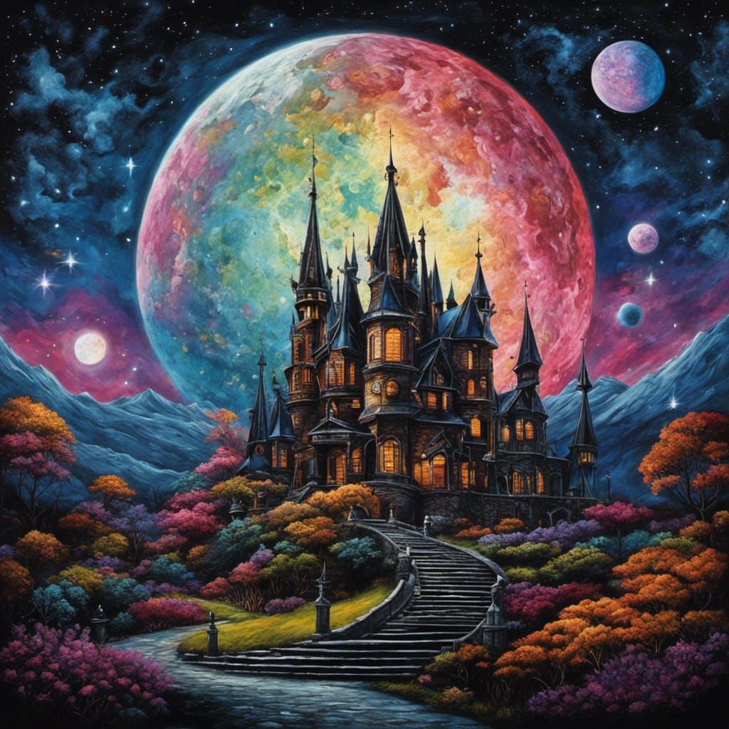 Gothic Comet Sky in a Tim Burton Style