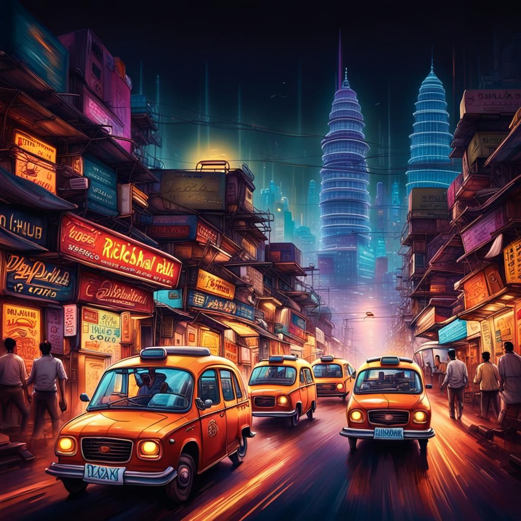Retro-futuristic Delhi