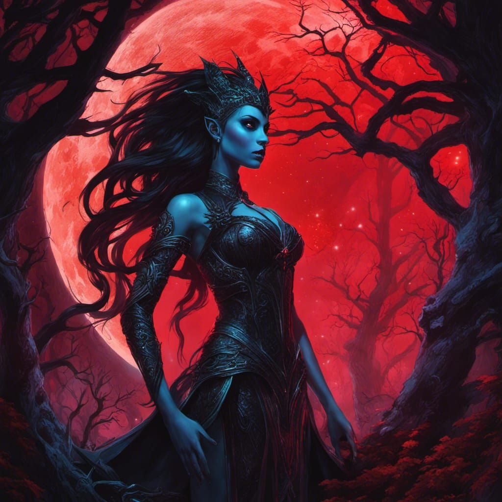 A beautiful dark elf queen