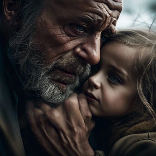 Heartwarming Portrait of Father and Daughter