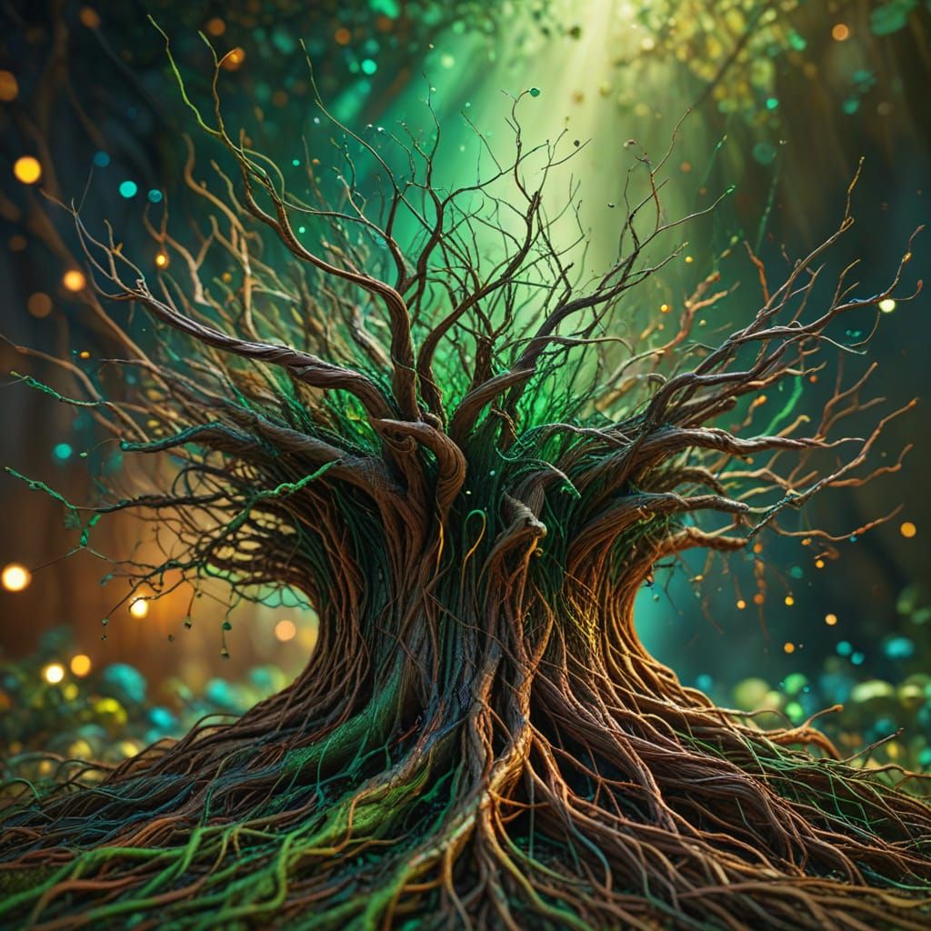 Intricate Network of Threads in Hyperrealistic Style