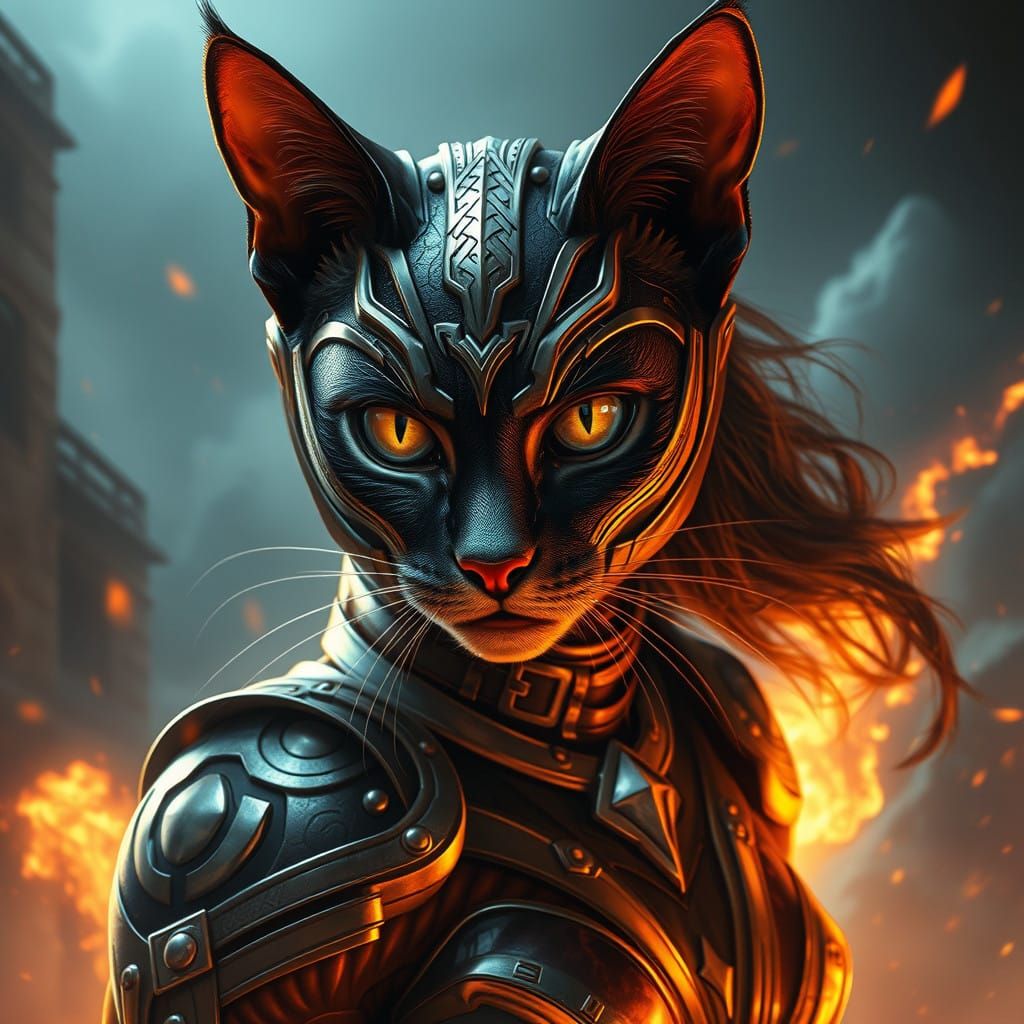 Epic Wonderwoman Cat in Cinematic Digital Art