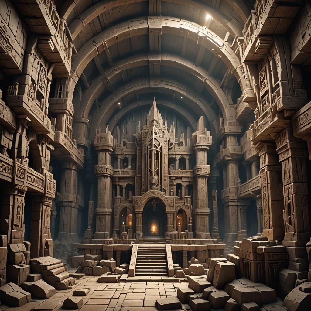 Dwarven Temple Nave with Runes