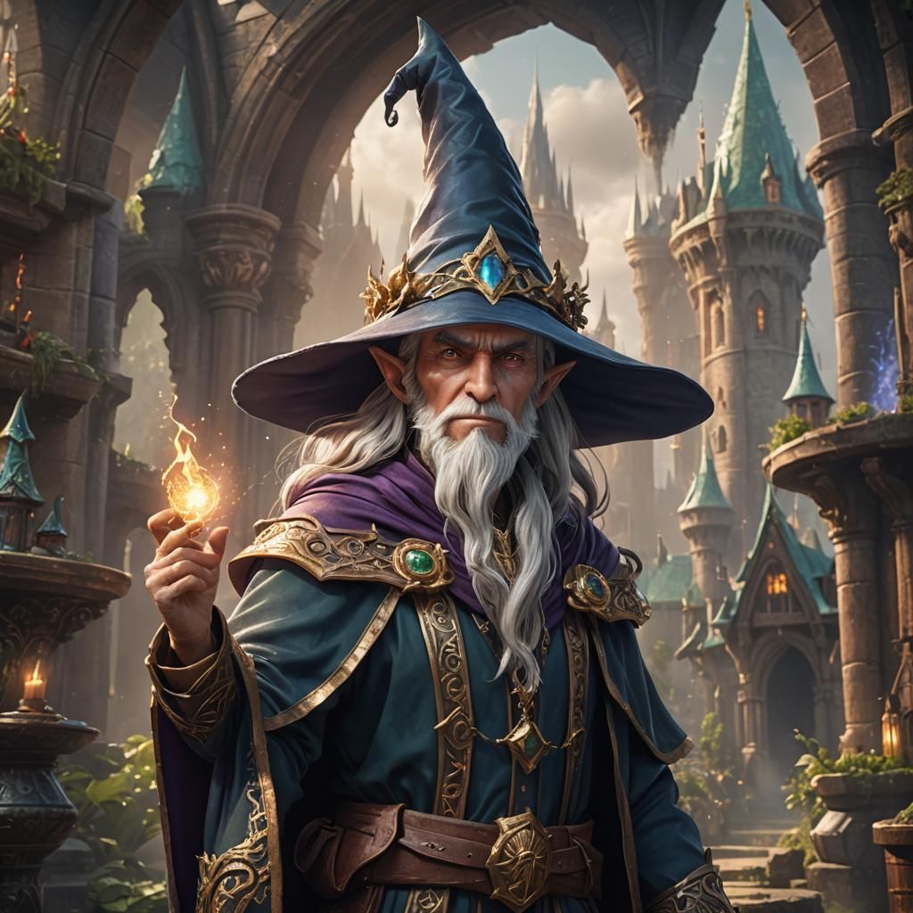 Fantasy Elf Wizard Judge in Detailed Painting