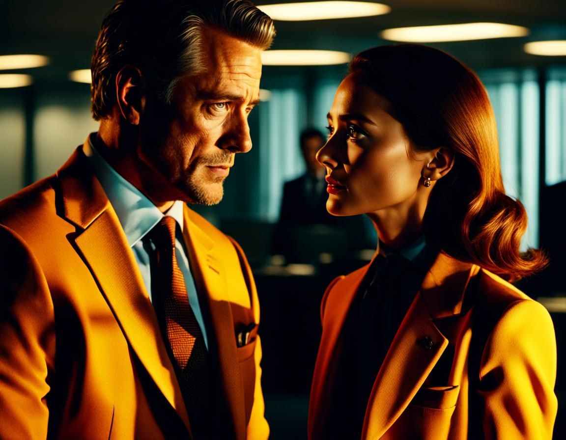 Intense Office Encounter in Cinematic Style