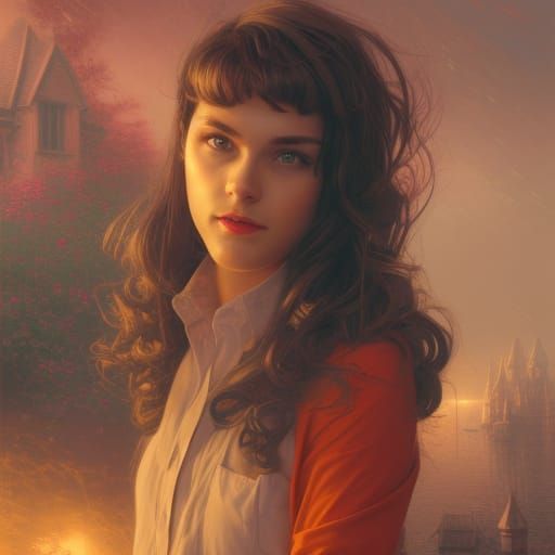 Smiling 80s Girl Portrait in Comic Book Style