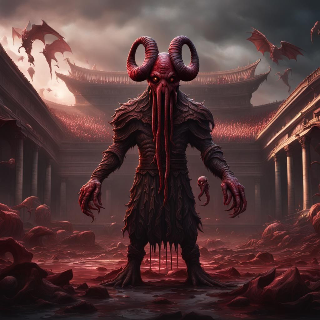 Cthulhu in AC Milan Shirt: Detailed Digital Art