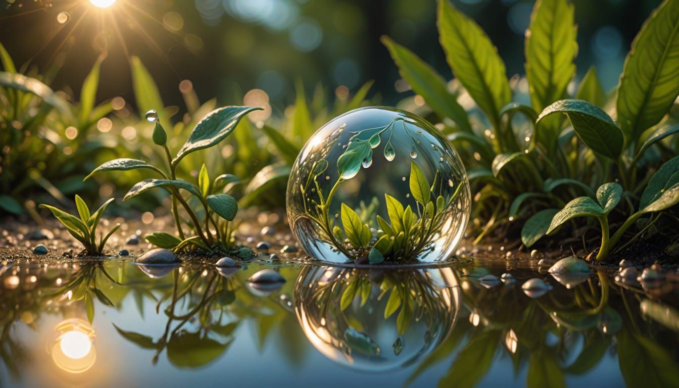 Miniature Worlds in Teardrops: Surreal Oil Painting