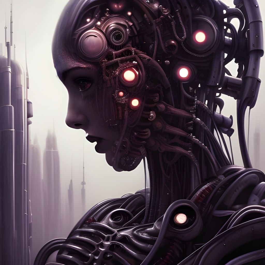 Biomechanical Cyberpunk Head in Giger Style