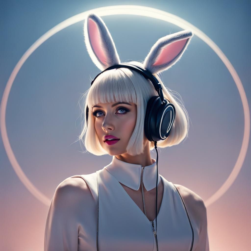 Attractive Woman with Bunny Ears Portrait