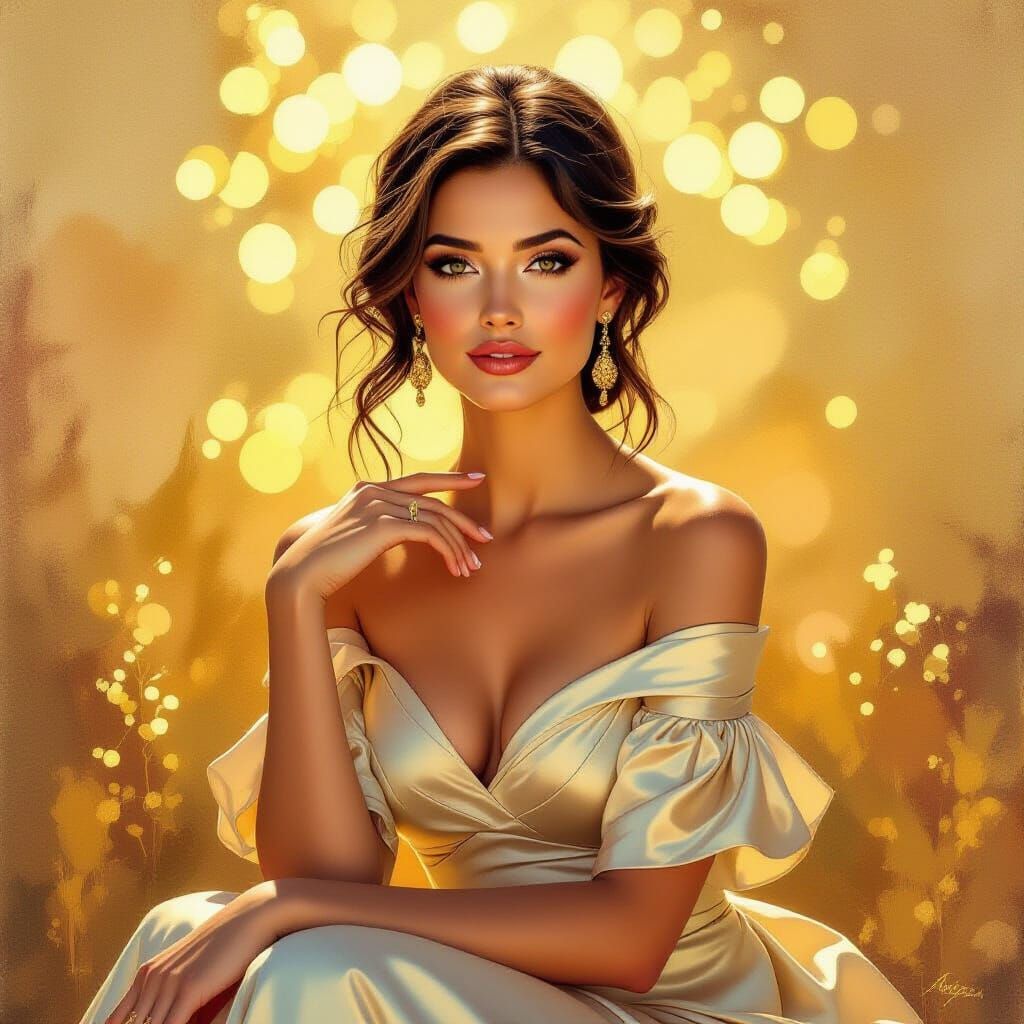 Elegant Woman Poses in Golden Light
