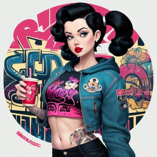 Betty Boop Pin-Up in Candy Art Style