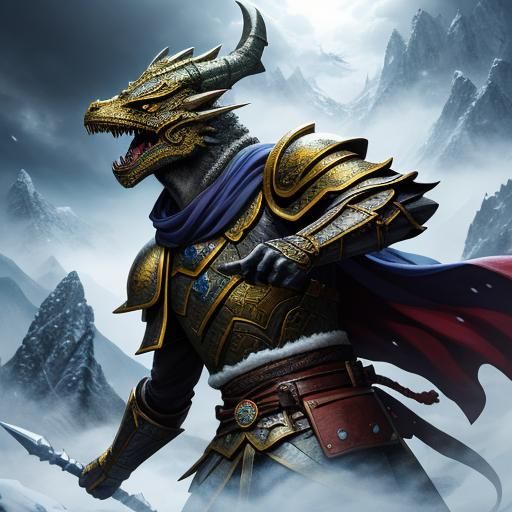 Dragonborn in Skyrim: Manga-Style Illustration