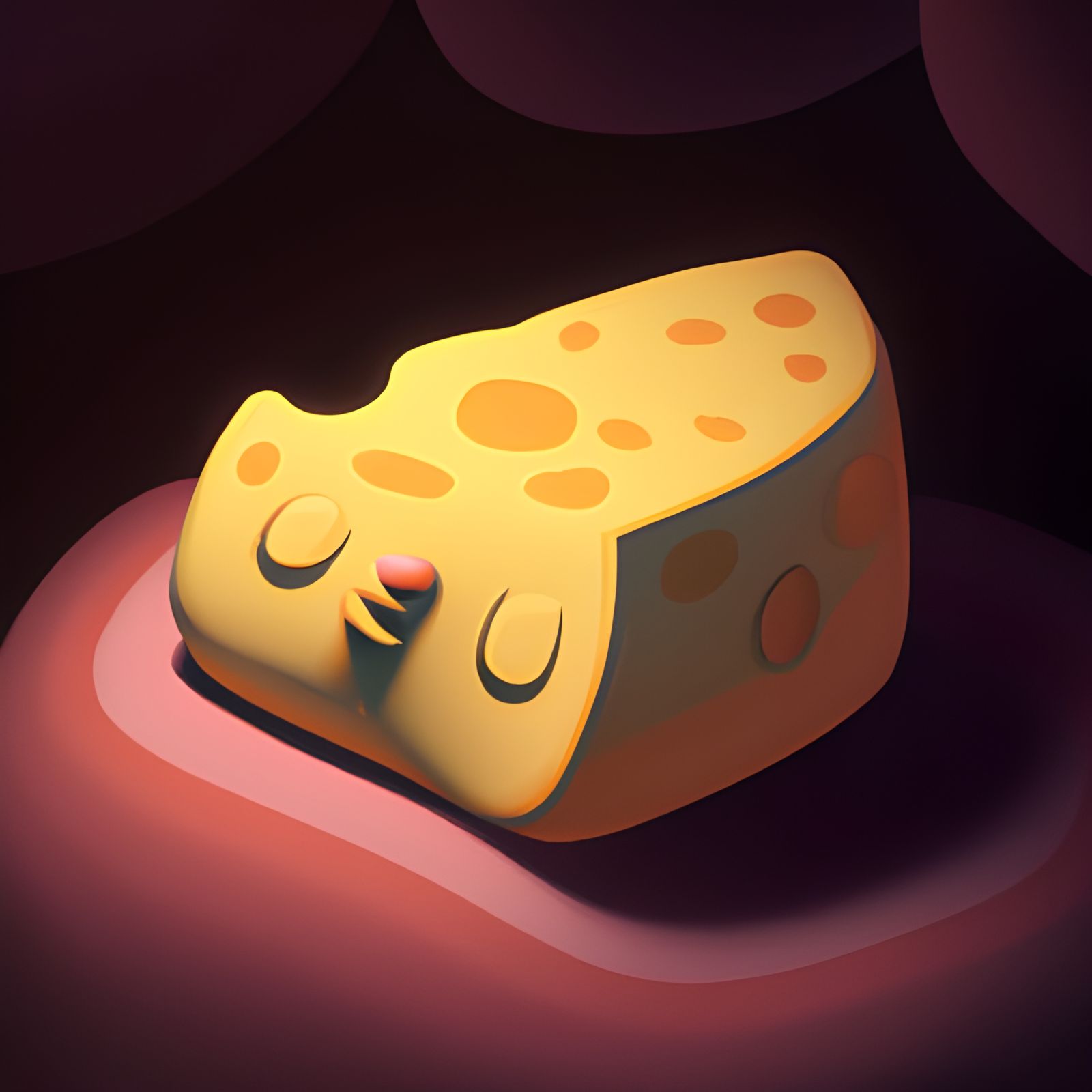 Adorable Sleeping Cheese Portrait, Pixar Style