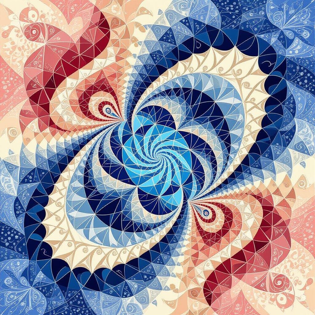 Abstract Vector Fractal with Zentangle and 3D Shading