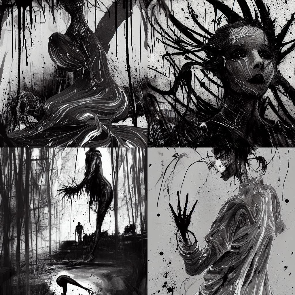 Terrifying Figure Melting in Acid, Horror Art