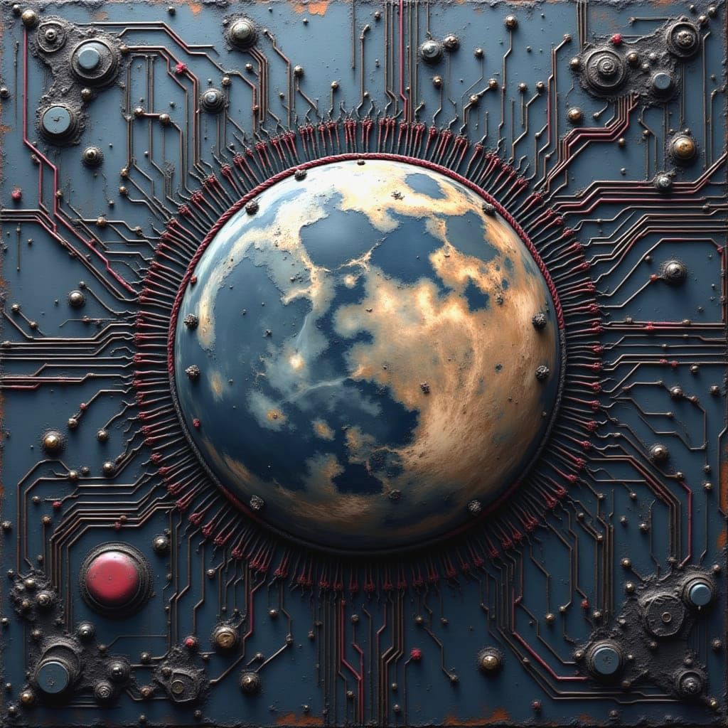 Circuitry Moonscape: Grunge and Stitched Texture